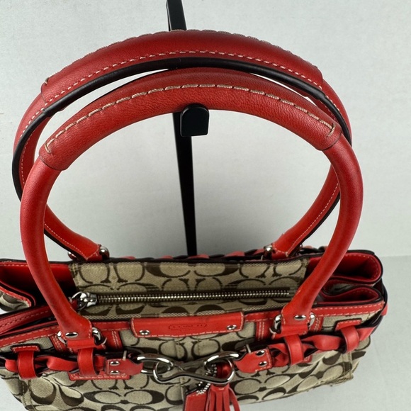 Coach Hampton Signature Canvas Leather Handbag Medium Size. - Picture 9 of 17